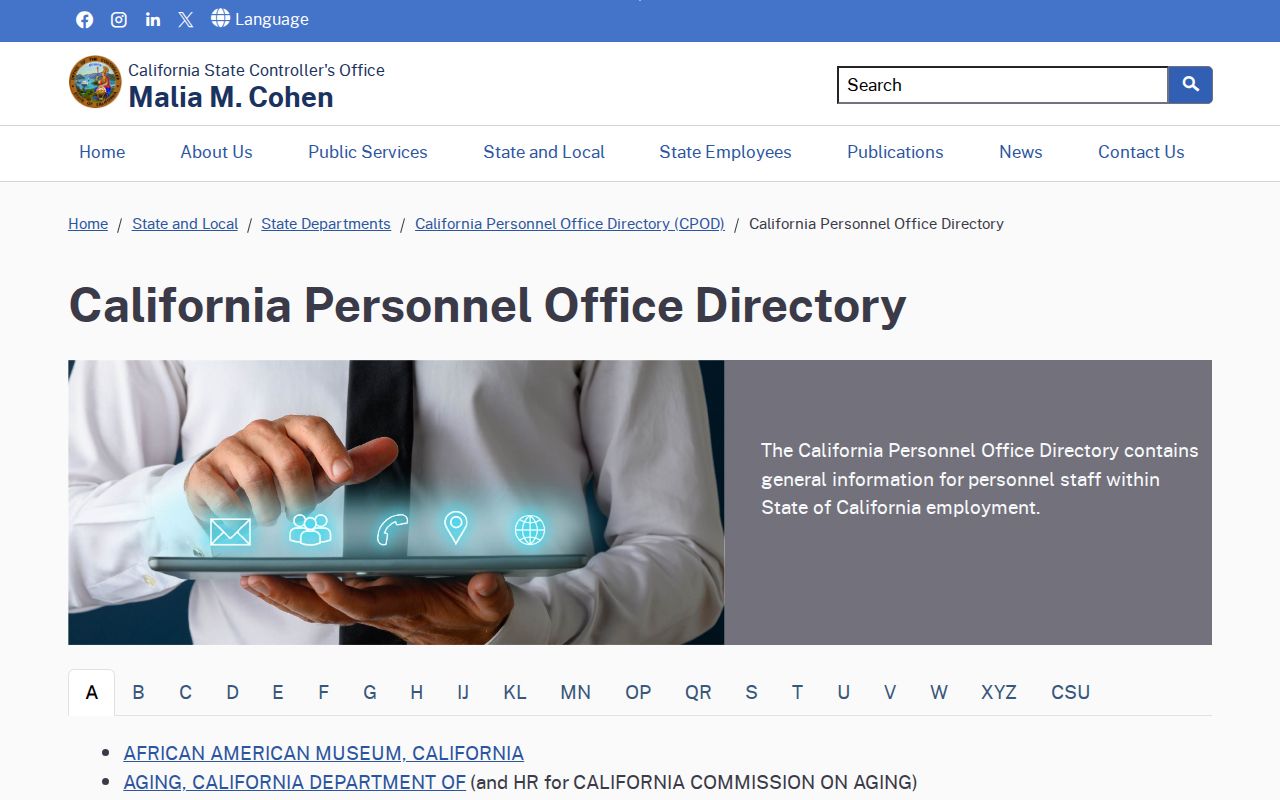Riverside County people directories view of the California Personnel Office Directory